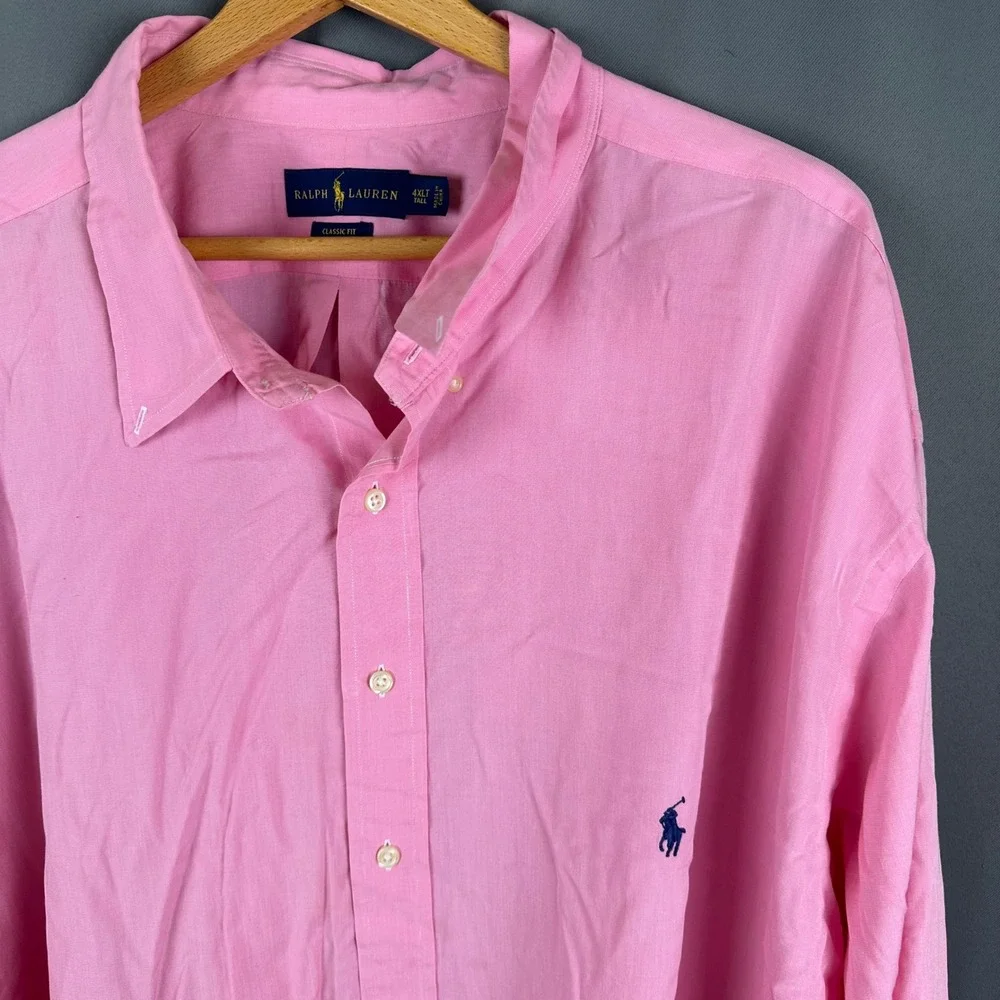 Polo Ralph Lauren Mens 4XLT Pink Classic Fit Button Down Shirt Long Sleeve Pony